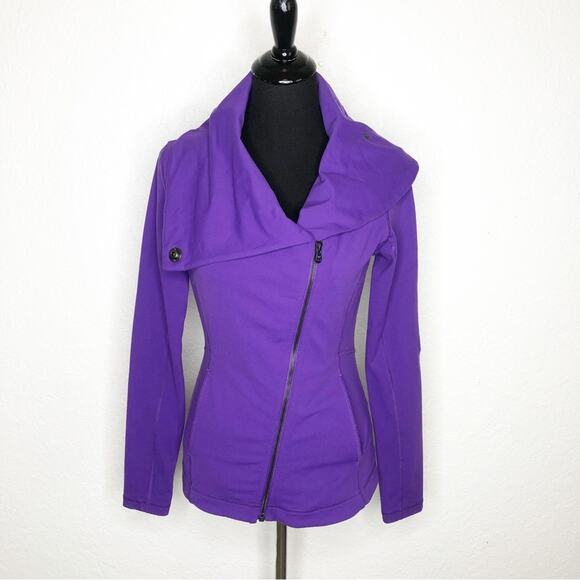 Lucy purple asymmetrical collar full zip front athletic jacket Extra Small XS - Picture 1 of 16